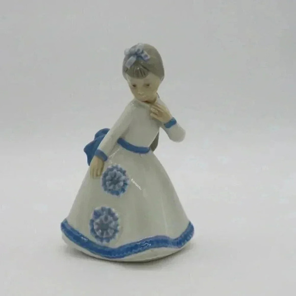 Zaphir Lladro Girl in Flower Dress Porcelain Figurine 7 inch Vintage - Picture 1 of 6